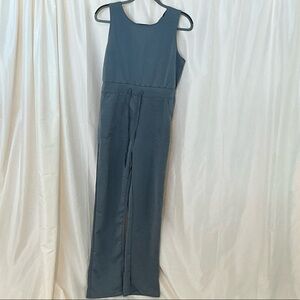 Amazon Sleeveless Slate-Blue Tie-Waist Jumpsuit